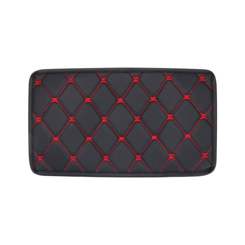 Auto-Armlehne aus rutschfestem Faserleder mit weichem Styling (schwarz-roter Faden) Passend für die meisten Automodelle von YAZOLAS