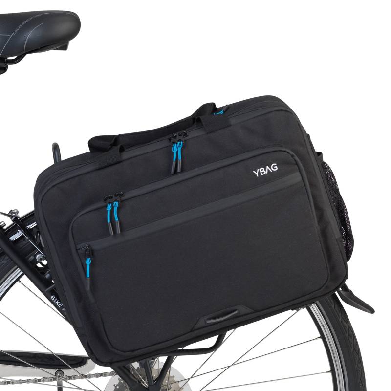 YBAG Commuter - Nachhaltige Fahrradtasche Laptop - Gepäckträgertasche für Büro mit 4 Fächer | Innentaschen | Flaschennetz | Regenschutz | Reflektoren von YBAG