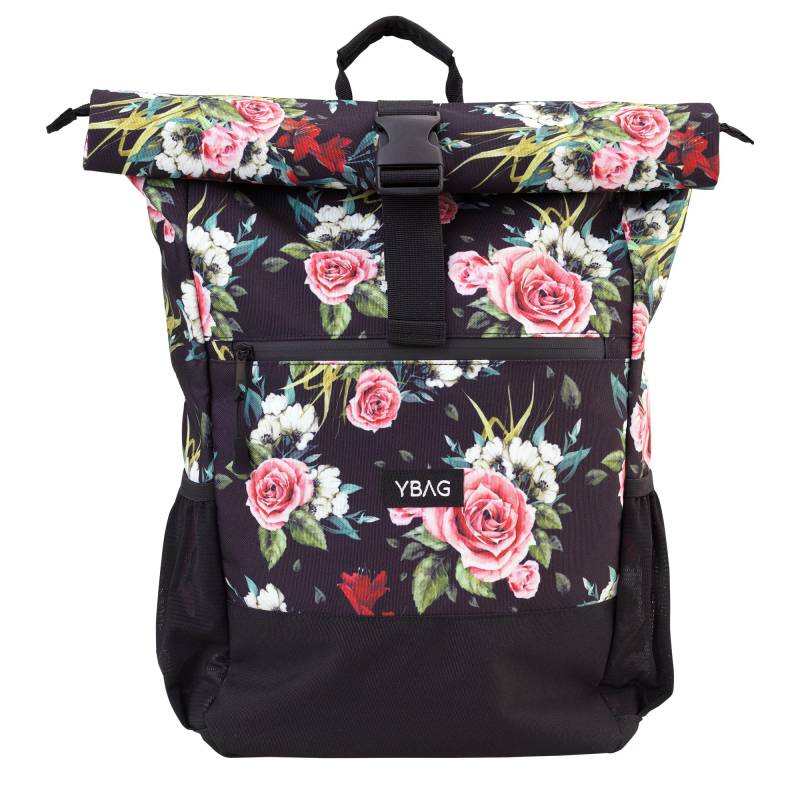 YBAG Daily - 2in1 Nachhaltige Fahrradtasche für Damen - Geeignet als Gepäckträgertasche und Rucksack mit Laptopfach für Büro und Einkauf (Flower) von YBAG