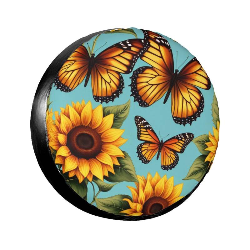 Sonnenblume Schmetterling Kunst Reserverad Abdeckung Universal Wasserdicht für Wohnmobil Wohnmobil Wohnmobil von YBAOFU