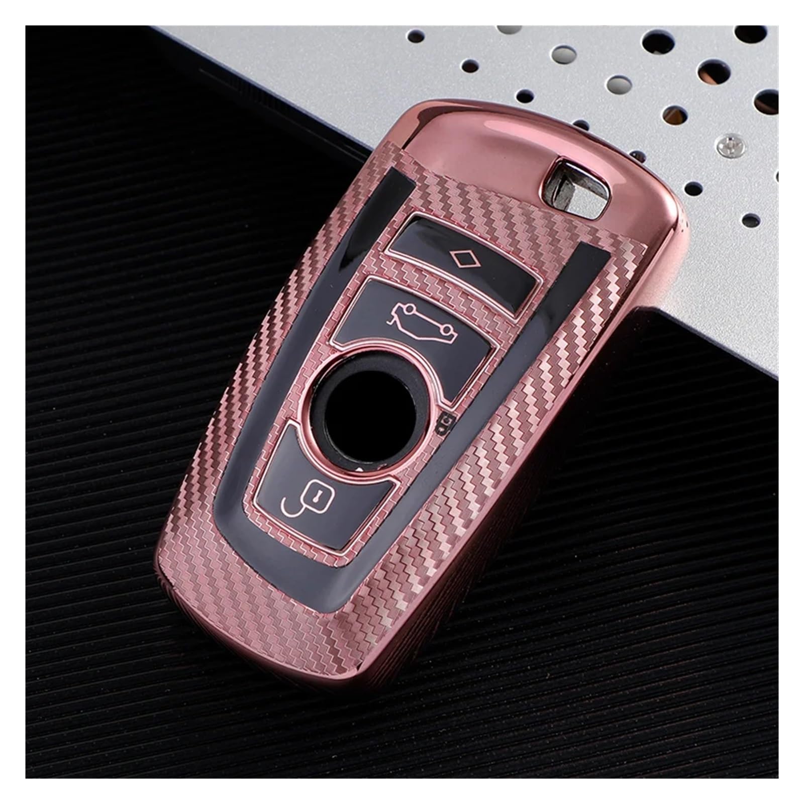 Autoschlüssel Gehäuse Für 520 525 F30 F10 F18 118i 320i 1 3 5 7 Serie X3 X4 M3 M4 M5 Auto Styling Schlüssel Shell Carbon Fiber TPU Auto Schlüssel Fall Abdeckung(Pink) von YBCVEPQ