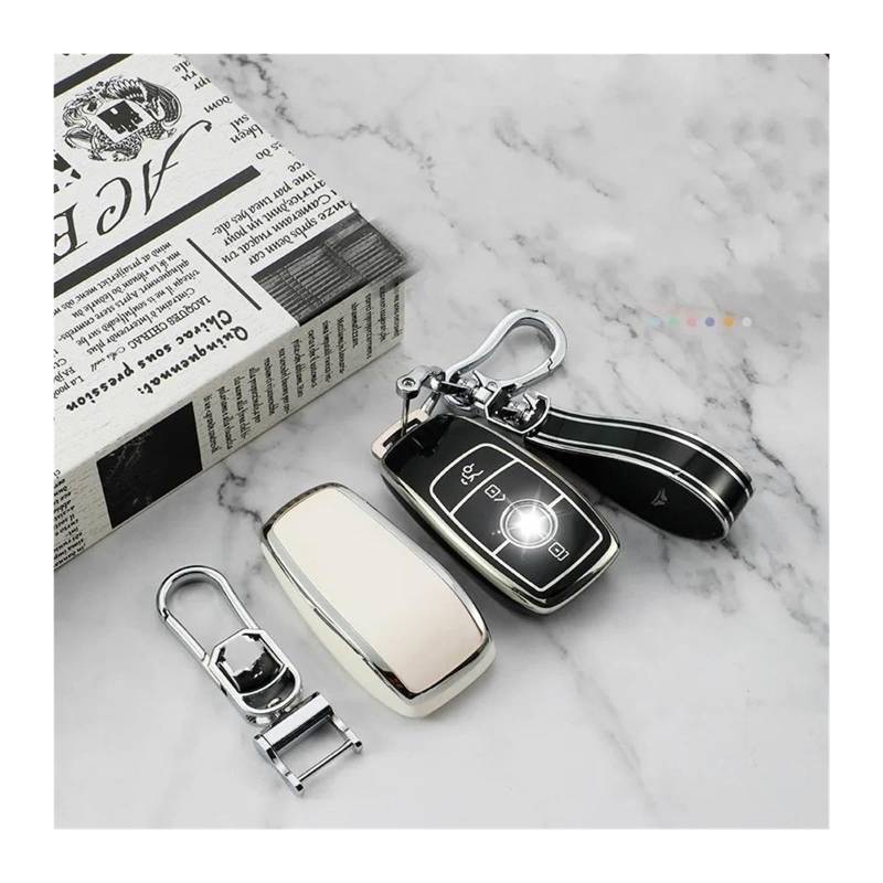 Autoschlüssel Gehäuse Für Benz ACES GLC GLE GLS CLA Klasse W205 W213 W177 X167 W222 G63 TPU Auto Smart Key Fall Abdeckung Shell Fob(White Key Chain) von YBCVEPQ