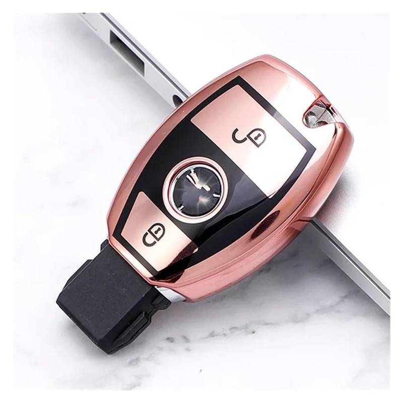 Autoschlüssel Gehäuse Für Benz W203 W204 W212 C180 GLK300 CLS CLK CLA SLK CSE Klasse Zubehör 2 Tasten Weiche TPU Auto Schlüssel Fall Abdeckung Shell(Pink) von YBCVEPQ