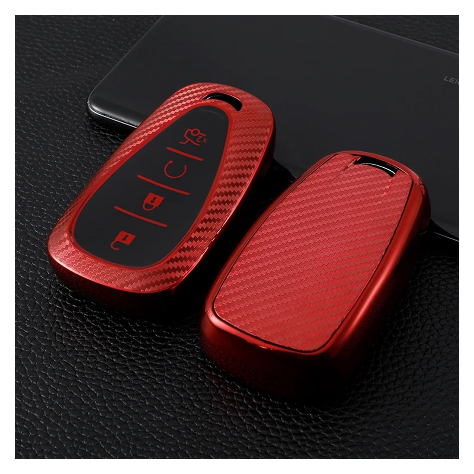 Autoschlüssel Gehäuse Für Chevrolet 2017-2019 Chevy Malibu Camaro Cruze Traverse Sonic Volt Bolt Equinox 4 Tasten TPU Autoschlüsseletui Cover Fob(Red) von YBCVEPQ