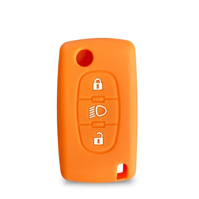 Autoschlüssel Gehäuse Für Citroen C4 Flip Remote Auto Schlüssel Fall Für Citroen C4 Kaktus Grand Picasso C5 C8 3 Tasten Auto Zubehör schlüsselbund(1orange) von YBCVEPQ