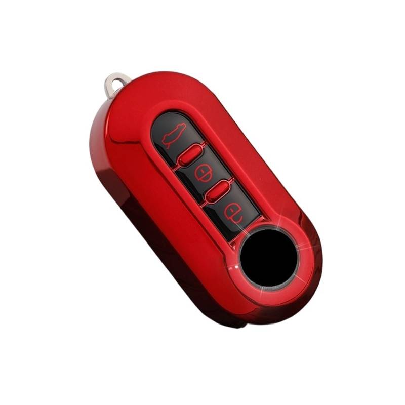 Autoschlüssel Gehäuse Für FIAT Ducato Panda Grande Punto Lancia Musa 3 Tasten TPU Auto Flip Schlüssel Fall Abdeckung Auto Shell Fob Schlüssel Abdeckung Schlüssel Shell(Red) von YBCVEPQ