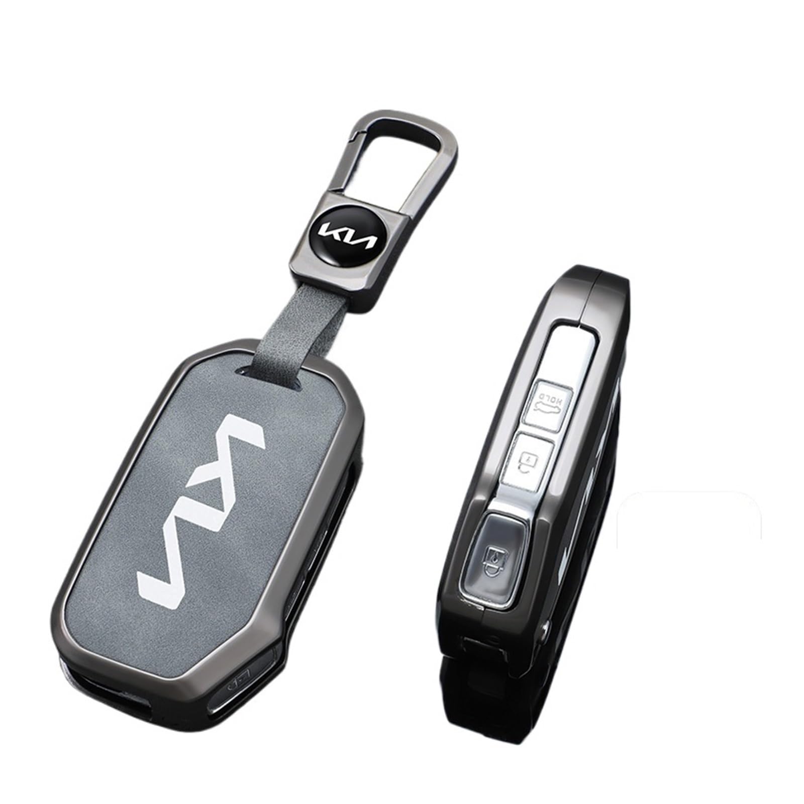 Autoschlüssel Gehäuse Für Kia Sportage Ceed Xceed Sport K5 Seltos 2019 2020 2022 2023 Zink-Legierung Fernbedienung Schlüssel Fall Auto Halter Kette Schlüssel Abdeckung(N-Grey Keychain) von YBCVEPQ