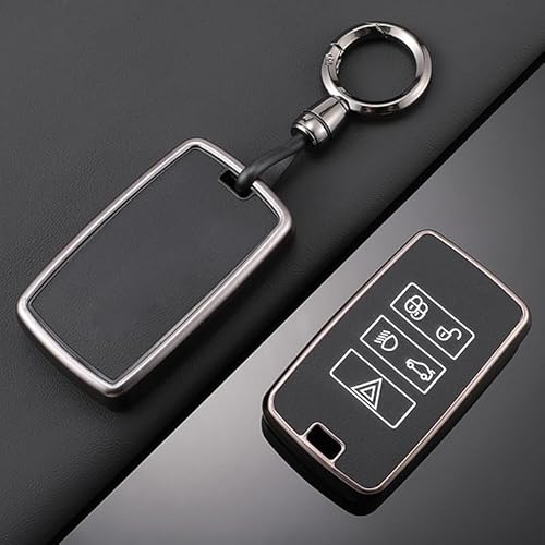 Autoschlüssel Gehäuse Für Land Rover LR4 Range Rover Sport Evoque Jaguar XF XJ XJL F-Tempo TPU Auto Schlüssel Fall Volle Abdeckung Shell Fob(Style D) von YBCVEPQ