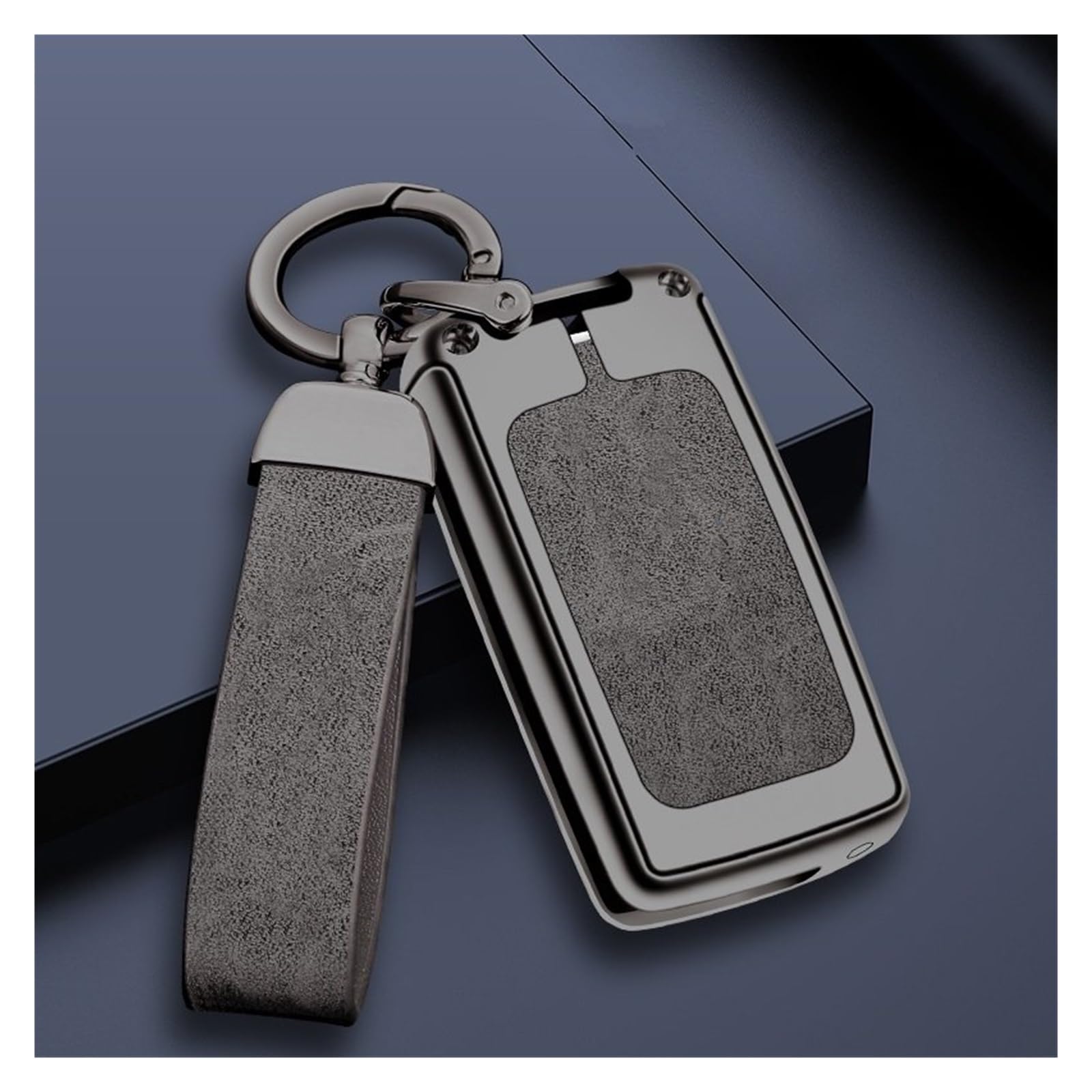 Autoschlüssel Gehäuse Für Peugeot 107 307 308 407 607 3008 5008 Auto Flip Key Case Shell Cover Schutz FobKeychain Zubehör(A-Silver Blue Chain) von YBCVEPQ