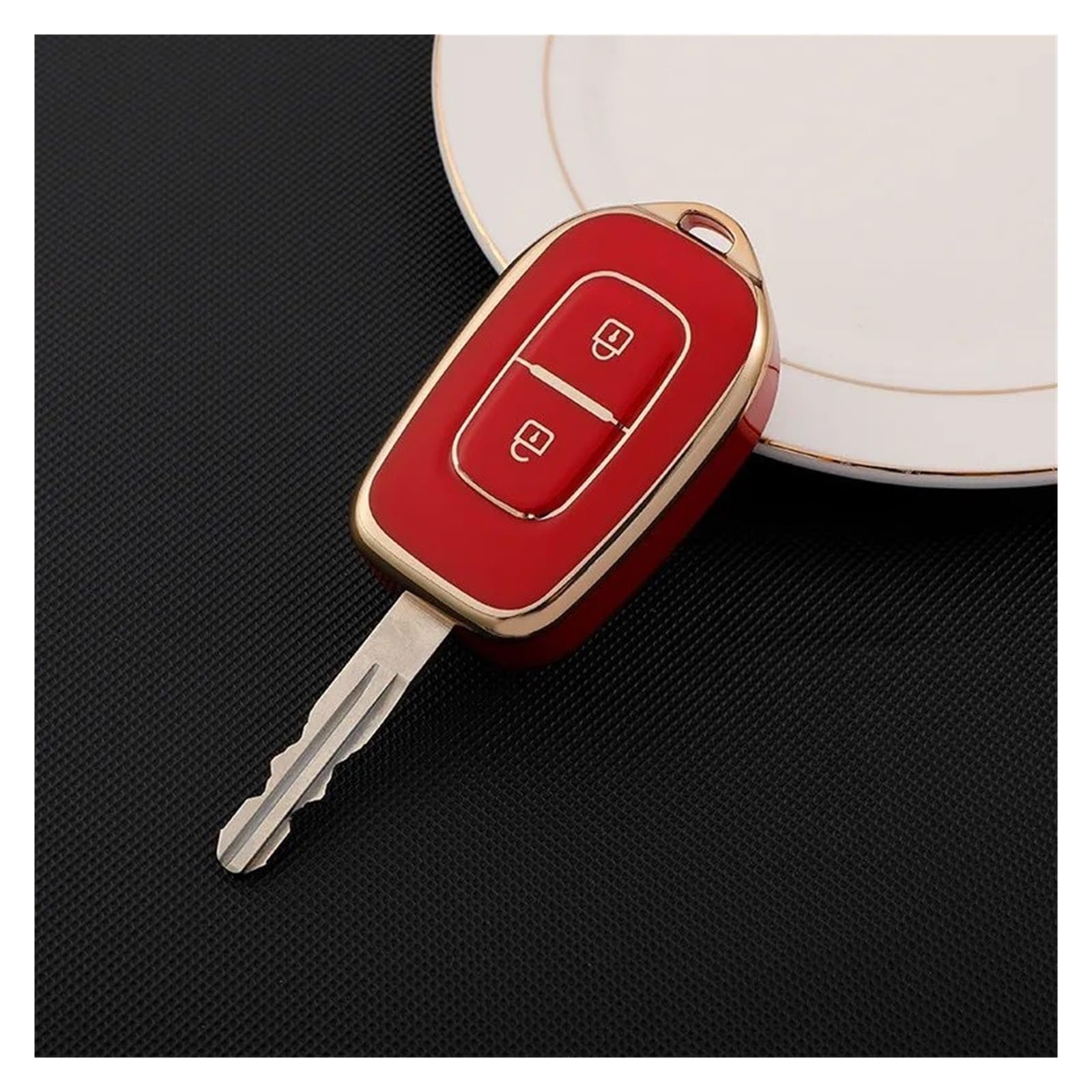 Autoschlüssel Gehäuse Für Renault Kwid Verkehrssymbol Für Dacia Sandero Logan Duster 2016 2017 2018 2 Taste TPU Auto Remote Key Fob Abdeckung Fall Shell(Red keycase) von YBCVEPQ