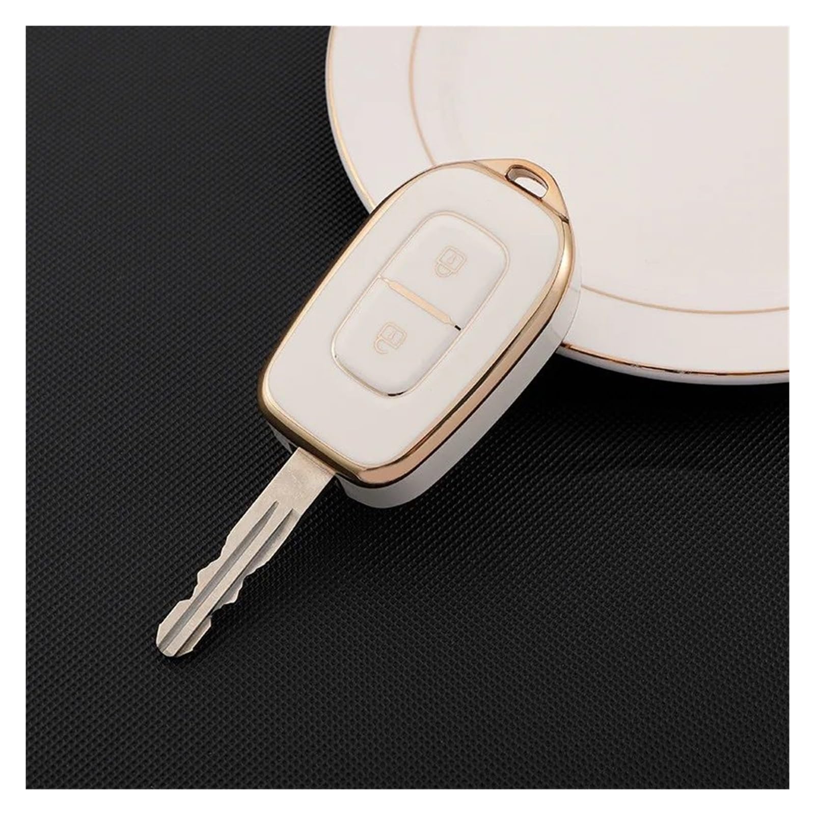 Autoschlüssel Gehäuse Für Renault Kwid Verkehrssymbol Für Dacia Sandero Logan Duster 2016 2017 2018 2 Taste TPU Auto Remote Key Fob Abdeckung Fall Shell(White keycase) von YBCVEPQ