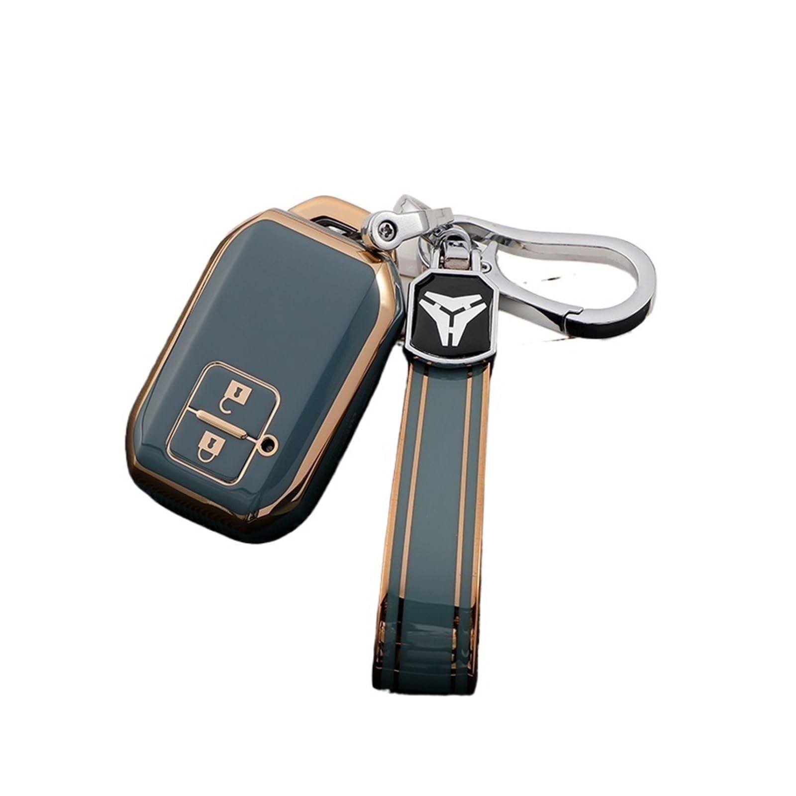 Autoschlüssel Gehäuse Für Suzuki Swift Wagon R Monopoly Typ Keyless Shell Schutz 2 Taste TPU Auto Schlüssel Fernbedienung Fall Abdeckung Schlüssel Kette Zubehör(Grey Key Chain) von YBCVEPQ