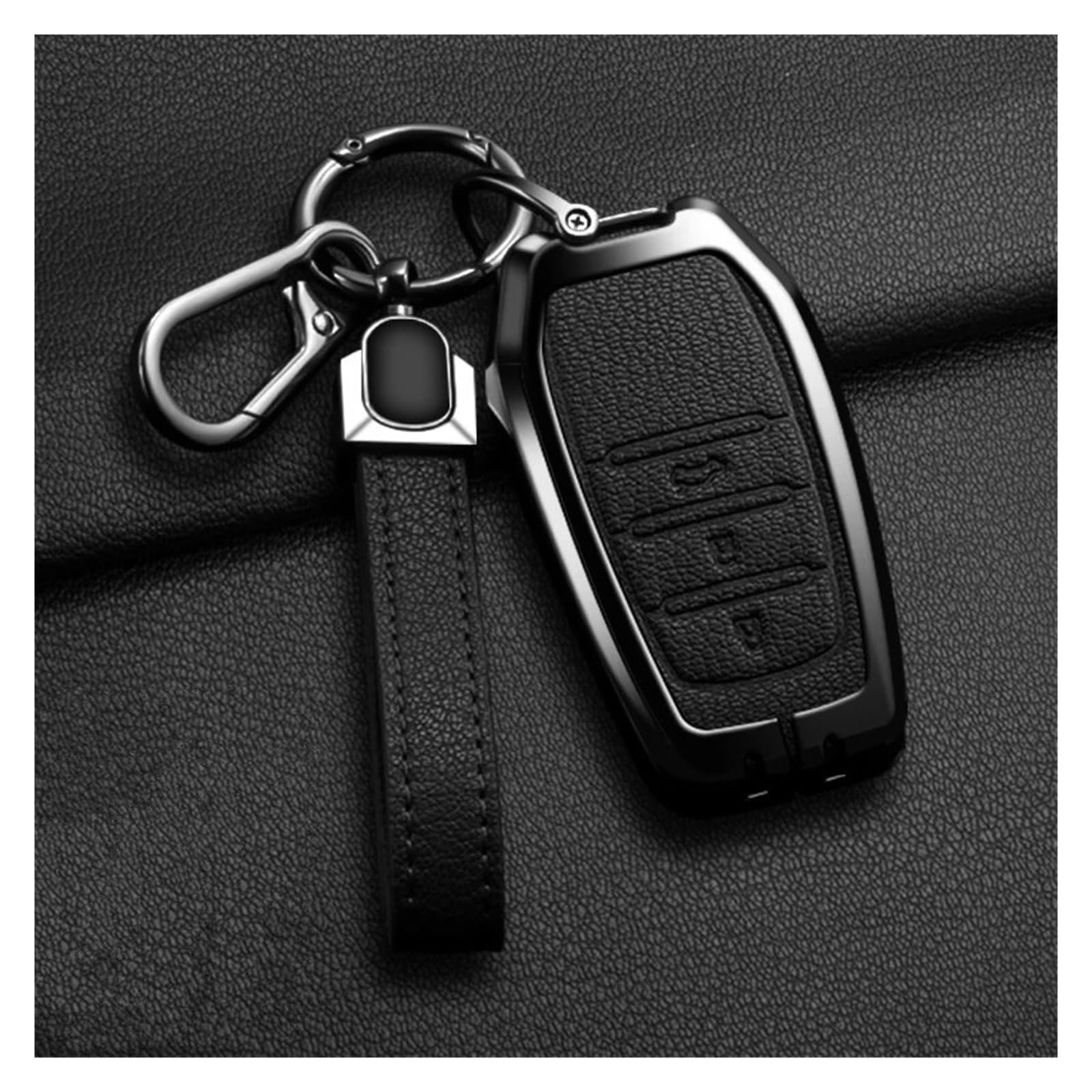 Autoschlüssel Gehäuse Für Toyota CHR Hilux Fortuner Land Cruiser 200 Camry Corolla Crown RAV4 Highland Legierung Stil Auto Schlüssel Fall Abdeckung Shell Fob(C Black) von YBCVEPQ