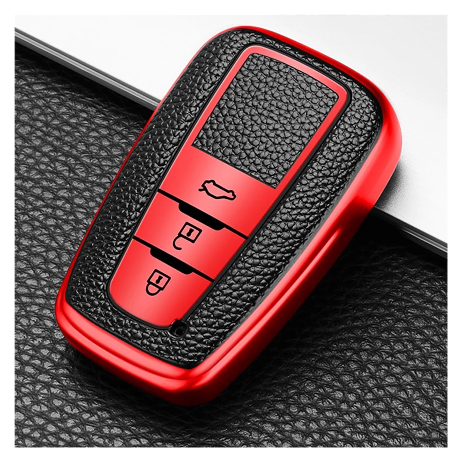 Autoschlüssel Gehäuse Für Toyota Camry Corolla CHR Prado 2017-2022 Prius RAV4 TPU 3 Tasten Auto Schlüssel Abdeckung Fall Shell Fob Schlüsselanhänger Zubehör(Red Key case) von YBCVEPQ