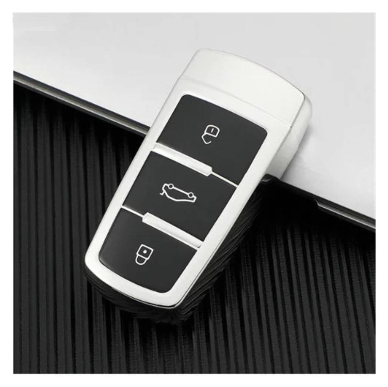 Autoschlüssel Gehäuse Für VW CC Passat B6 B7 Passat 3C CC Protecotr Fob Keyless TPU Auto Remote Key Case Control Schutzhülle(Silver Key Shell) von YBCVEPQ