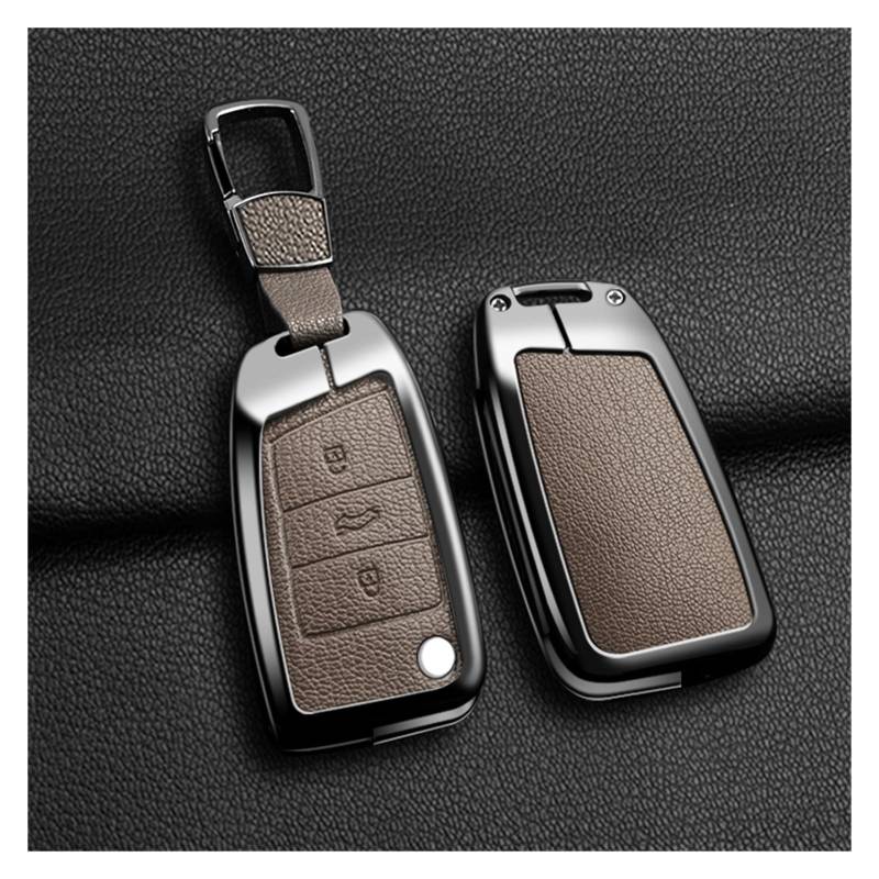 Autoschlüssel Gehäuse Für VW Passat 2017 Für Einen Besonderen Zweck Shell Fob Schlüsselanhänger Zubehör Legierung Stil Autoschlüssel Fall Abdeckung Shell(Elephant Grey 2) von YBCVEPQ