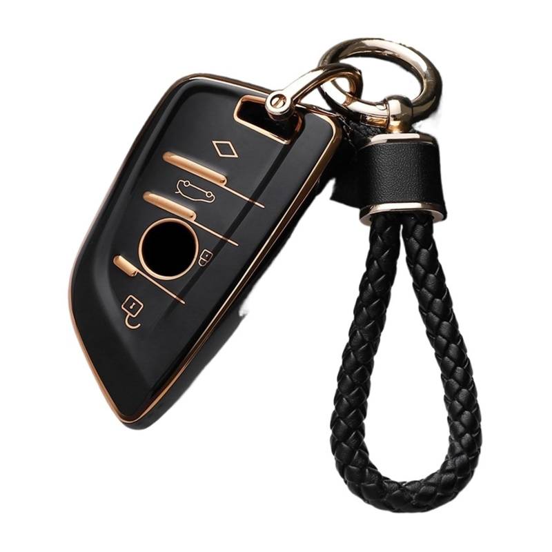 Autoschlüssel Gehäuse Für X1 X3 X4 X5 X6 F15 F16 G30 3 5 7 Serie G11 F48 Zubehör Schlüsselbund TPU Auto Fernbedienung Schlüssel Fall Abdeckung Shell Fob(Black Gold Set1) von YBCVEPQ