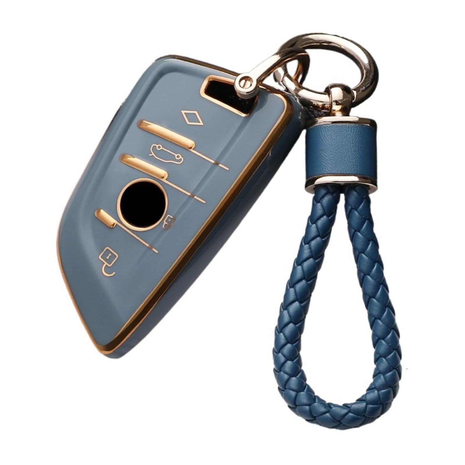 Autoschlüssel Gehäuse Für X1 X3 X4 X5 X6 F15 F16 G30 3 5 7 Serie G11 F48 Zubehör Schlüsselbund TPU Auto Fernbedienung Schlüssel Fall Abdeckung Shell Fob(Grey Gold Set1) von YBCVEPQ