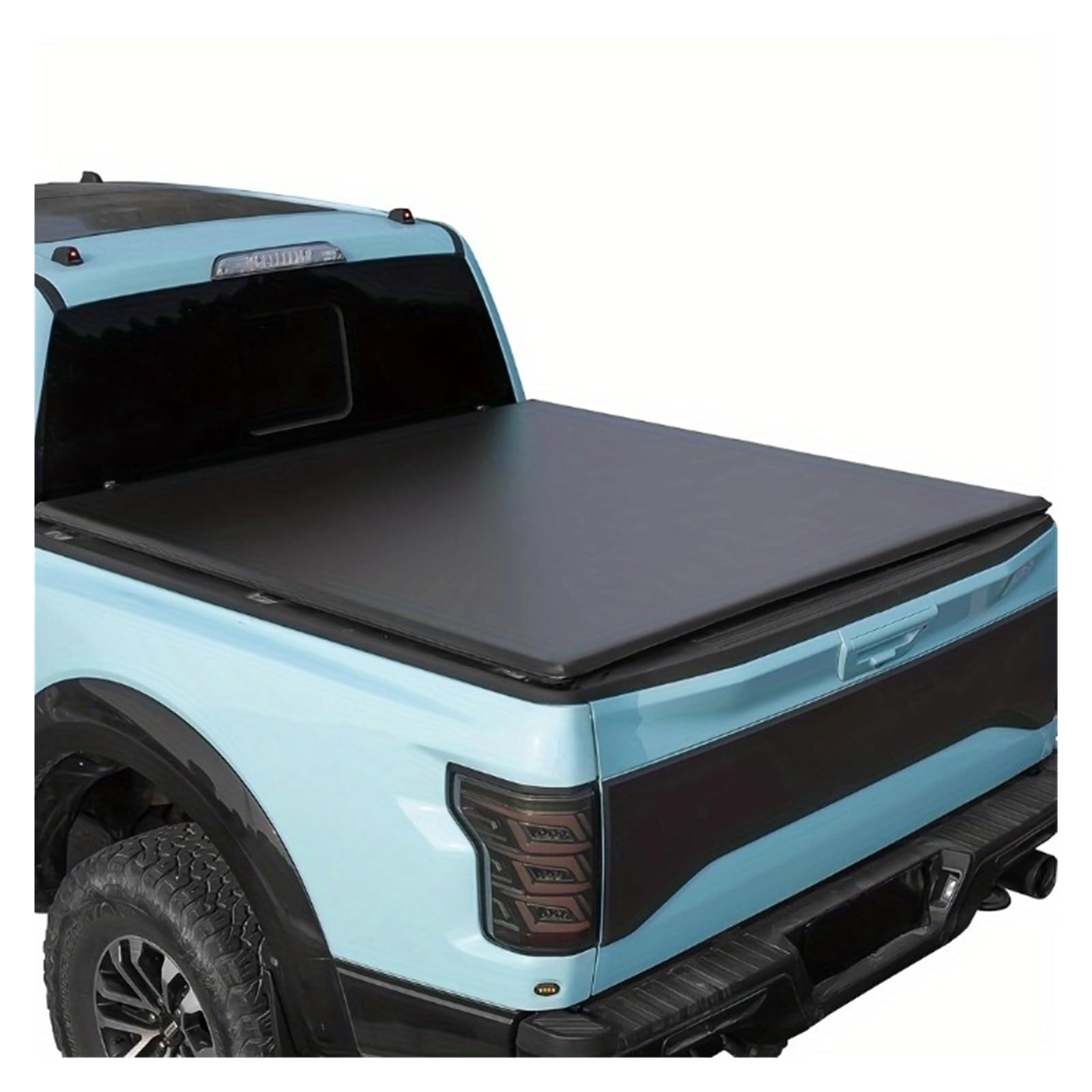 YBDFCBF 8FT (96") Lange Ladefläche, weiche 4-Fach gefaltete Laderaumabdeckung, kompatibel mit Ford F-150 2004-2024, 8' Pickup Truck Cargo Topper Long Box, 4-Fach Faltbare Klemmen als Ersatz von YBDFCBF