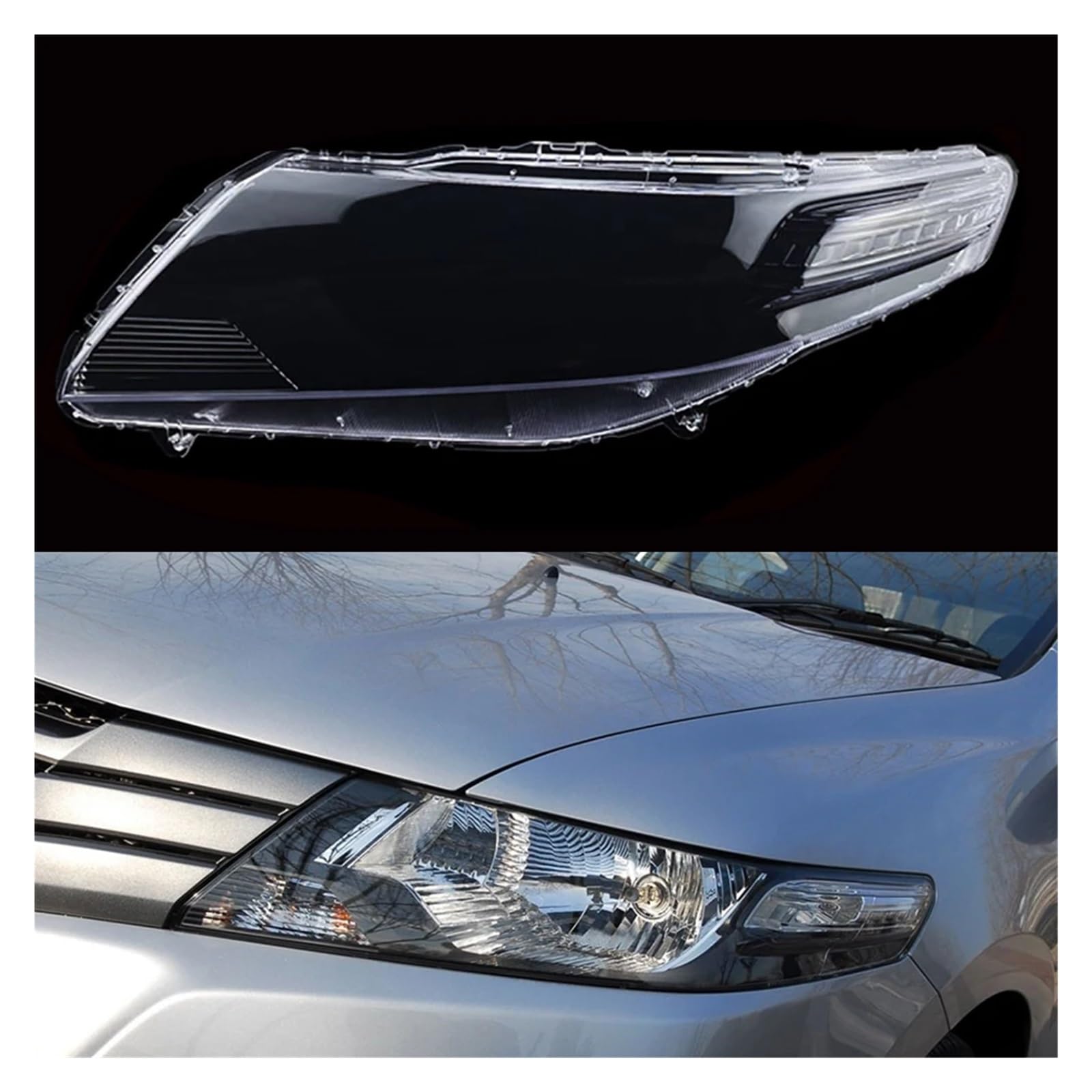 YBDFCBF Auto Front Scheinwerfer Kopf Lampe Licht Lampenschirm Lampcover Auto Glas Objektiv Fall Shell Kompatibel for Honda City 2008~2014 scheinwerfer Abdeckung(Left) von YBDFCBF