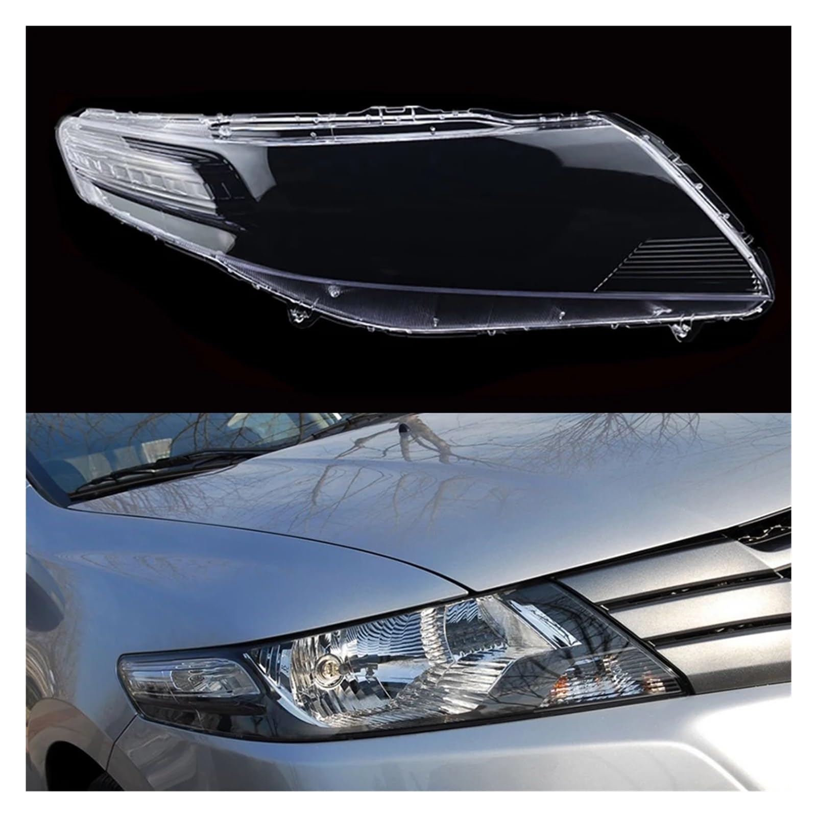 YBDFCBF Auto Front Scheinwerfer Kopf Lampe Licht Lampenschirm Lampcover Auto Glas Objektiv Fall Shell Kompatibel for Honda City 2008~2014 scheinwerfer Abdeckung(Right) von YBDFCBF