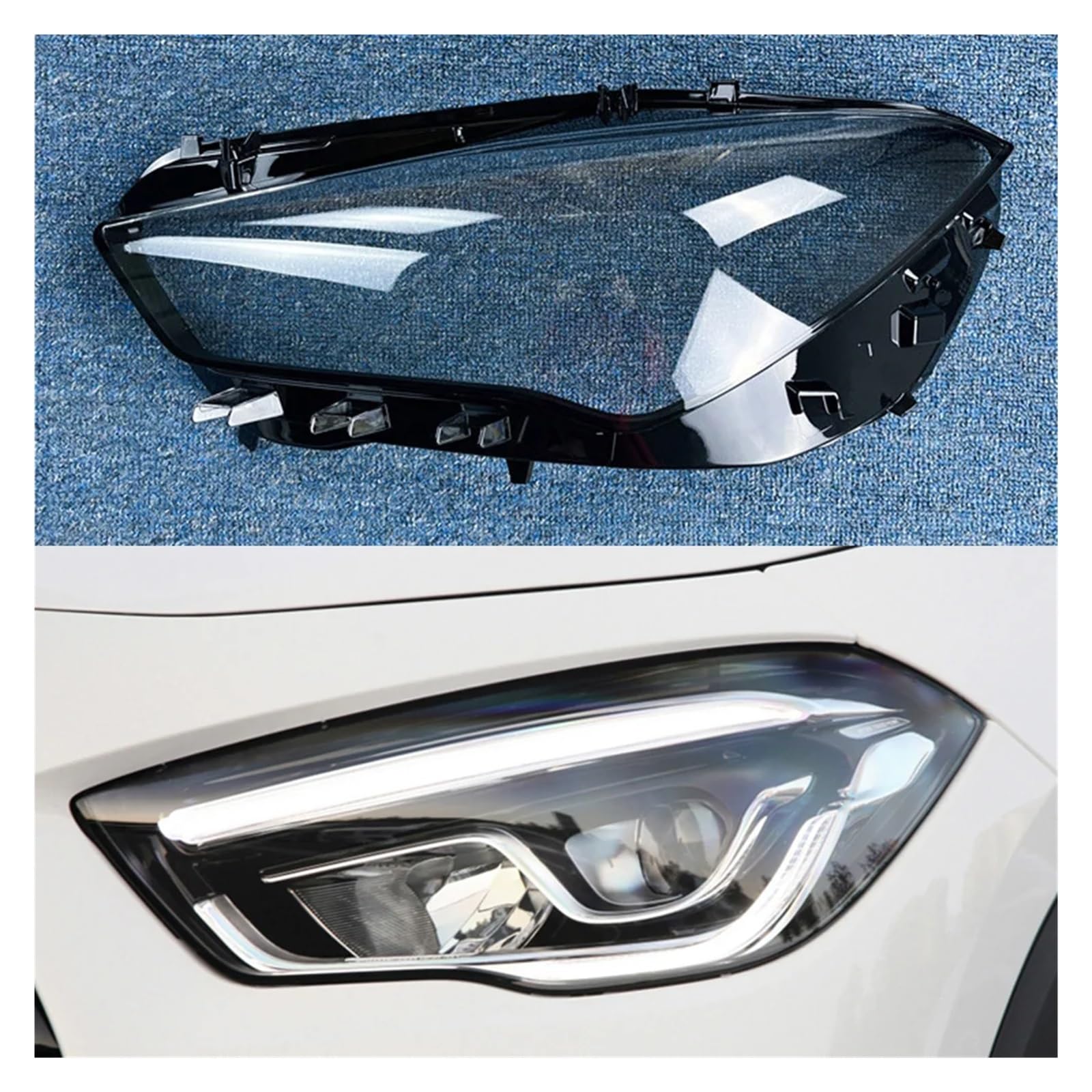 YBDFCBF Auto Scheinwerfer Glas Abdeckung Kopf Licht Objektiv Kappen Scheinwerfer Abdeckungen Styling Kompatibel for Mercedes-Benz GLA X157 GLA180 GLA200 2020 2021 2022(Left) von YBDFCBF