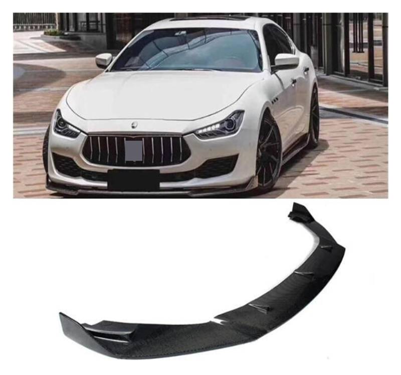 YBDFCBF Carbon Fiber Car Front Bumper Lip Spoiler Splitter Schürzen Abdeckung kompatibel for Maserati Ghibli 2014 2015 2016 2017 2018 2019 2020 2021(2014-2017) von YBDFCBF