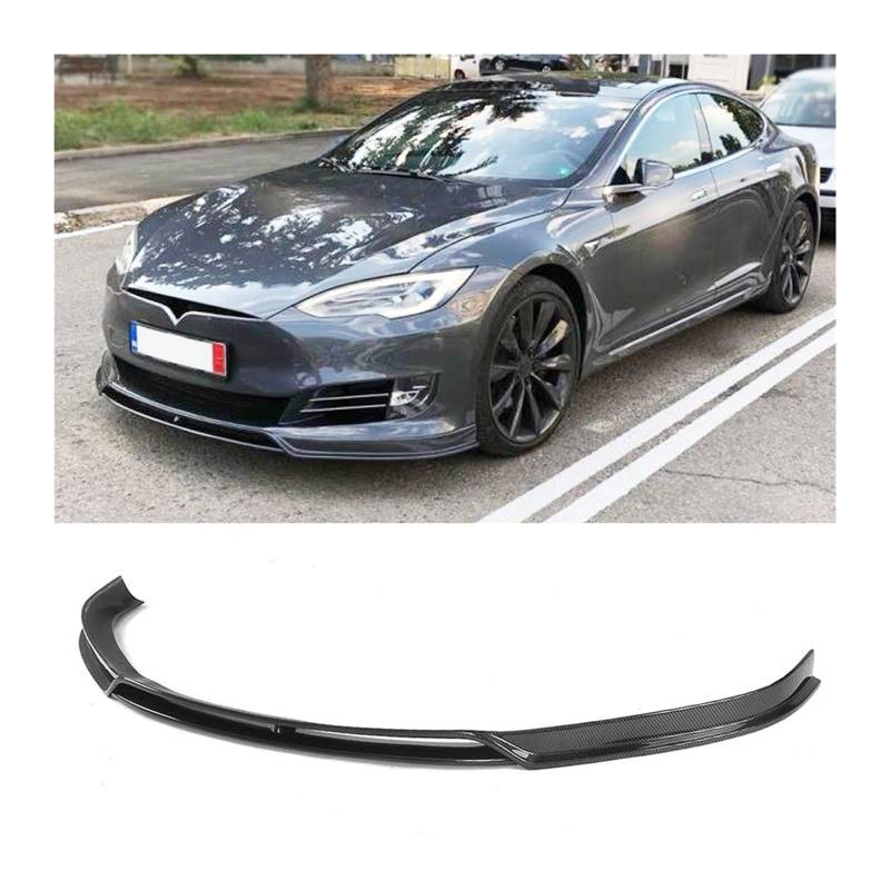 YBDFCBF Carbonfaser-Frontstoßstangen-Lippenspoiler, kompatibel for Tesla Model S 70D P85D 90D P100D Limousine 4-Türer 2016–2017, FRP, Schwarz(Carbon Fiber) von YBDFCBF