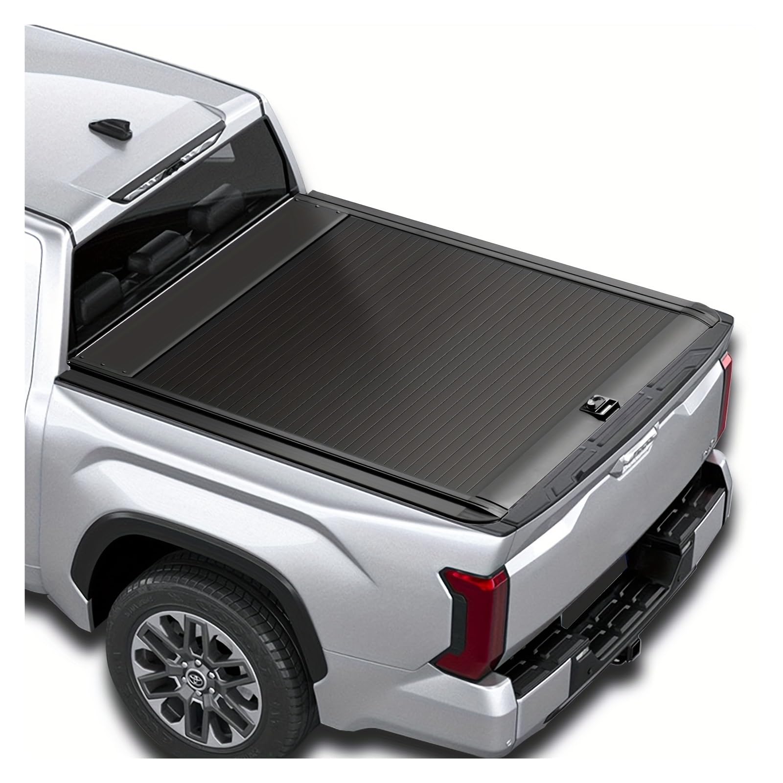 YBDFCBF Einziehbare harte Laderaumabdeckung, kompatibel mit Toyota Tundra 2014–2024, 5,5 Fuß LKW-Ladefläche, Heckfach-Deckel, Nachrüstung der verdickten Aluminium-Pickup-Rückabdeckung, Rollvorhang(Com von YBDFCBF