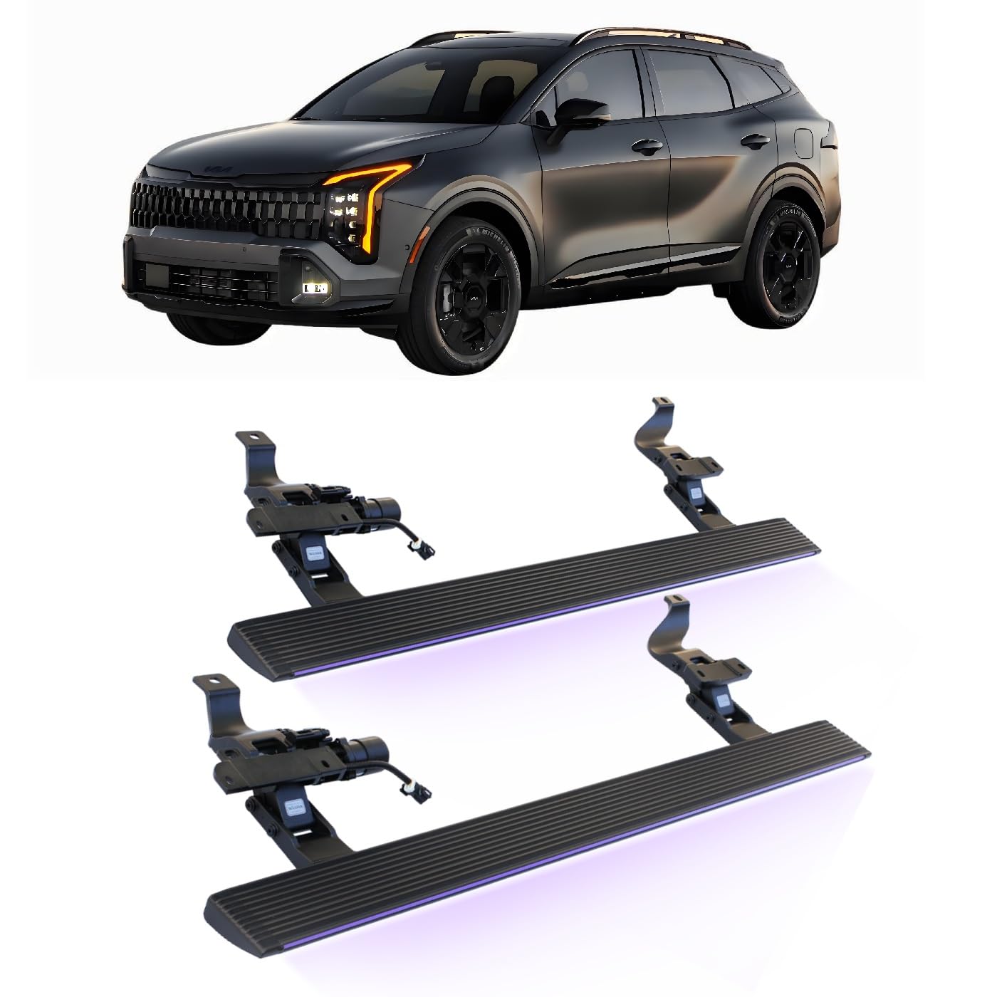 YBDFCBF Electric Retractable Power Running Boards Compatible for KIA Sportage 2023 2024 2025 Automatic Side Steps Rail Nerf Bars Accessories(Wift Light) von YBDFCBF