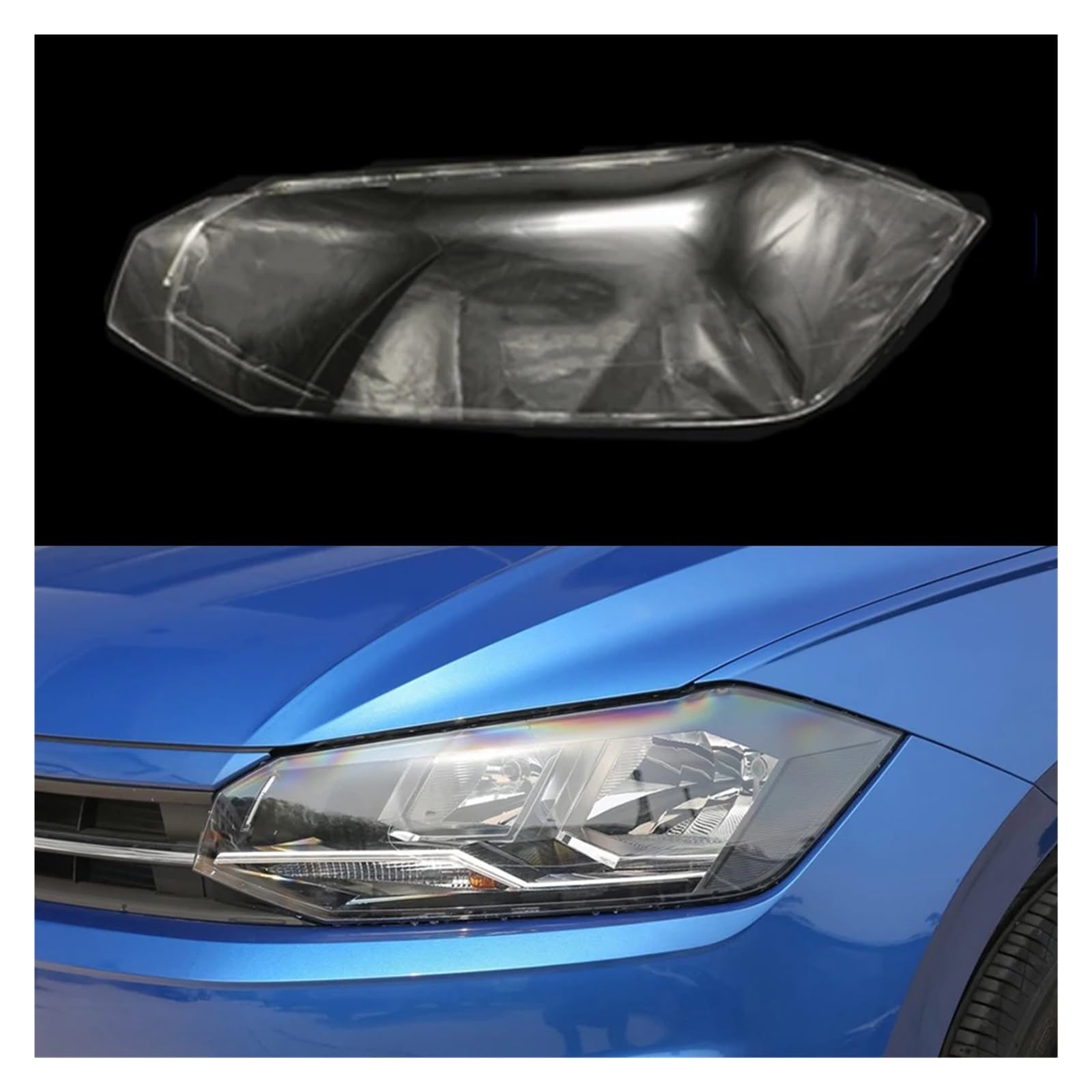 YBDFCBF Frontscheinwerferabdeckung Lampe Scheinwerfer Shell Maske Lampenschirm Linse Glaskappen kompatibel for VW Polo 2018 2019(Hatchback Left) von YBDFCBF