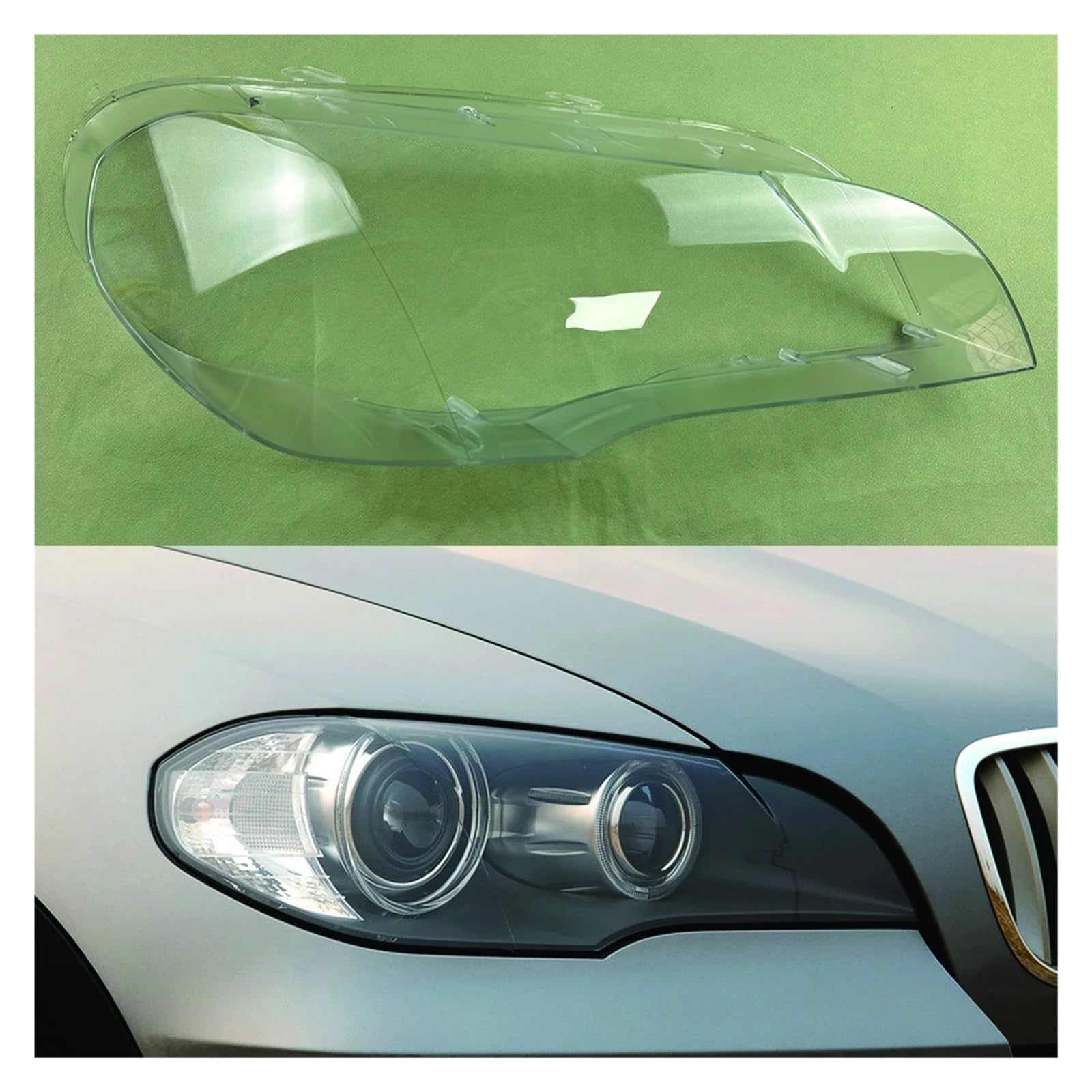 YBDFCBF Kompatibel for BMW X5 E70 2008–2013. Frontscheinwerfer-Lampenabdeckung, Scheinwerferschale, transparente Linse, Ersetzen Sie den Original-Lampenschirm(Right) von YBDFCBF