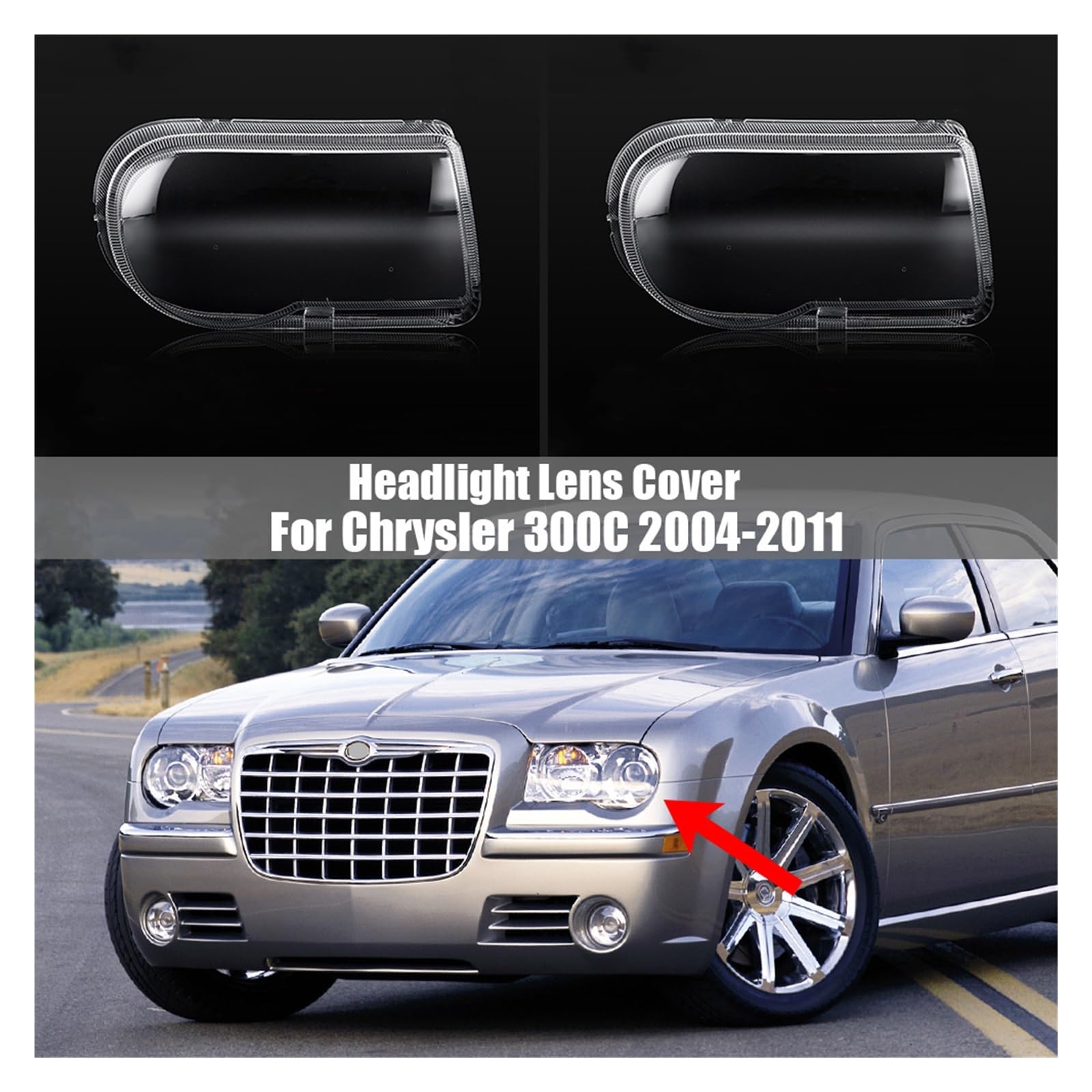 YBDFCBF Kompatibel for Chrysler 300C 2004 2005 2006 2007 2008 2009 2010 Front Scheinwerfer Abdeckung Transparent Schatten Lampe Scheinwerfer Shell(Left) von YBDFCBF