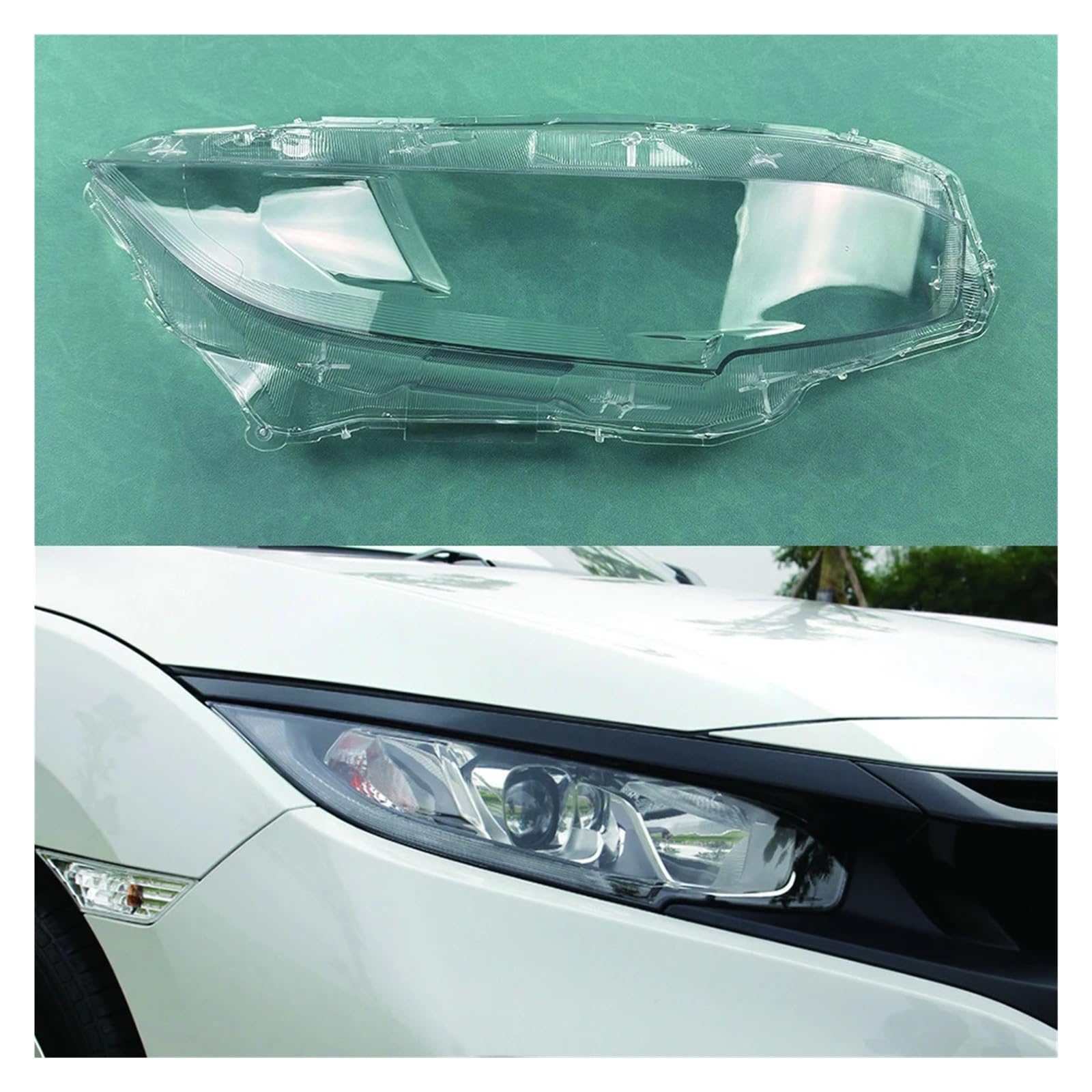 YBDFCBF Kompatibel for Honda Civic 2016~2021 Niedrigen Scheinwerfer Transparente Abdeckung Lampe Schatten Scheinwerfer Shell Objektiv Ersetzen Original Lampenschirm(Low Right) von YBDFCBF