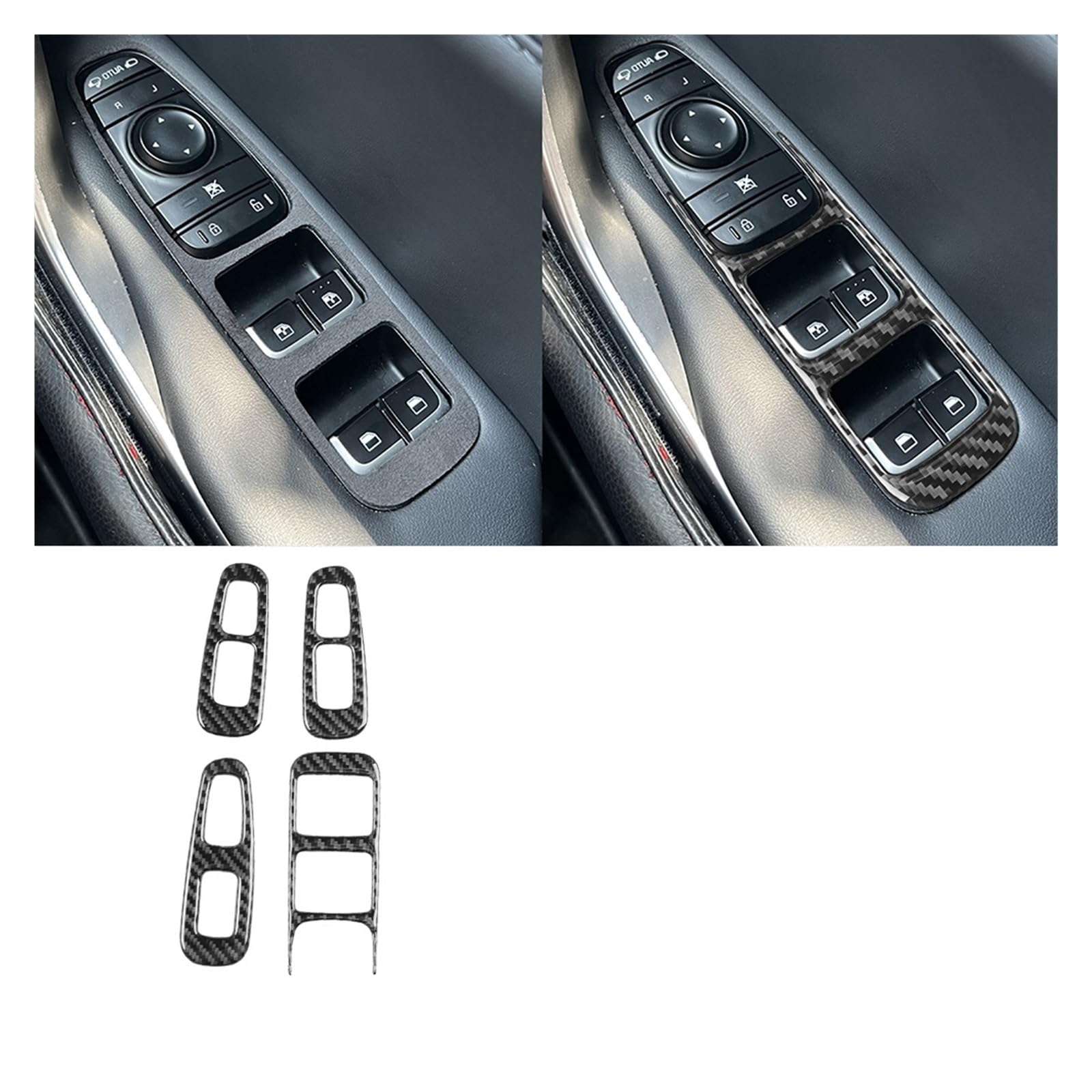 YBDFCBF Kompatibel for Kia Stinger 2019–2023, echte Kohlefaser, Tür-Innengriff-Panel, dekorative Abdeckung, Auto-Innendekoration, Zubehör-Aufkleber(Black-01) von YBDFCBF