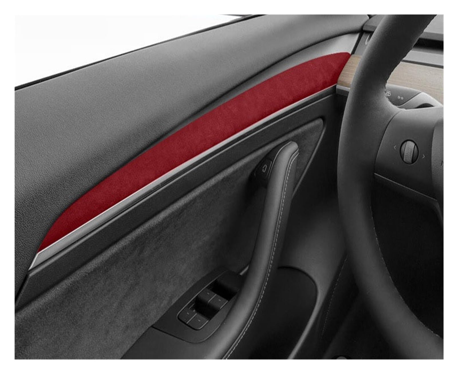 YBDFCBF Kompatibel for Tesla Model 3 Y 2017–2023, Autotürgriff-Panel-Trim-Aufkleber-Abdeckung, modifiziertes Innendekorationszubehör(Red) von YBDFCBF