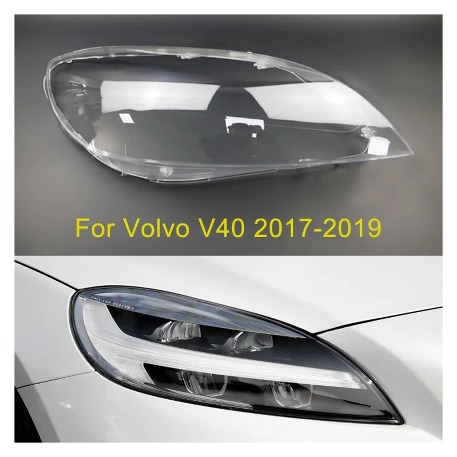 YBDFCBF Kompatibel for Volvo V40 2017 2018 2019 Front Scheinwerfer Objektiv Abdeckung Scheinwerfer Glas Lampe Shell Transparent Lampenschirm Gehäuse(Left and right) von YBDFCBF