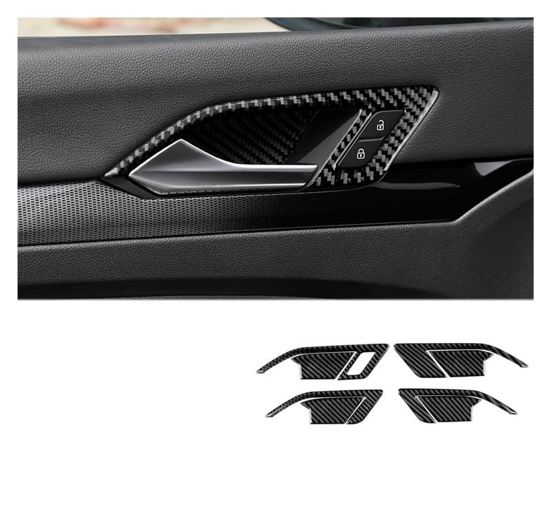 YBDFCBF Real Carbon Fiber Aufkleber Kompatibel for VW Golf 8 2020 2021 2022 2023 Auto Türgriff Schüssel Dekor Innen Trim Zubehör(Type A LHD-01) von YBDFCBF