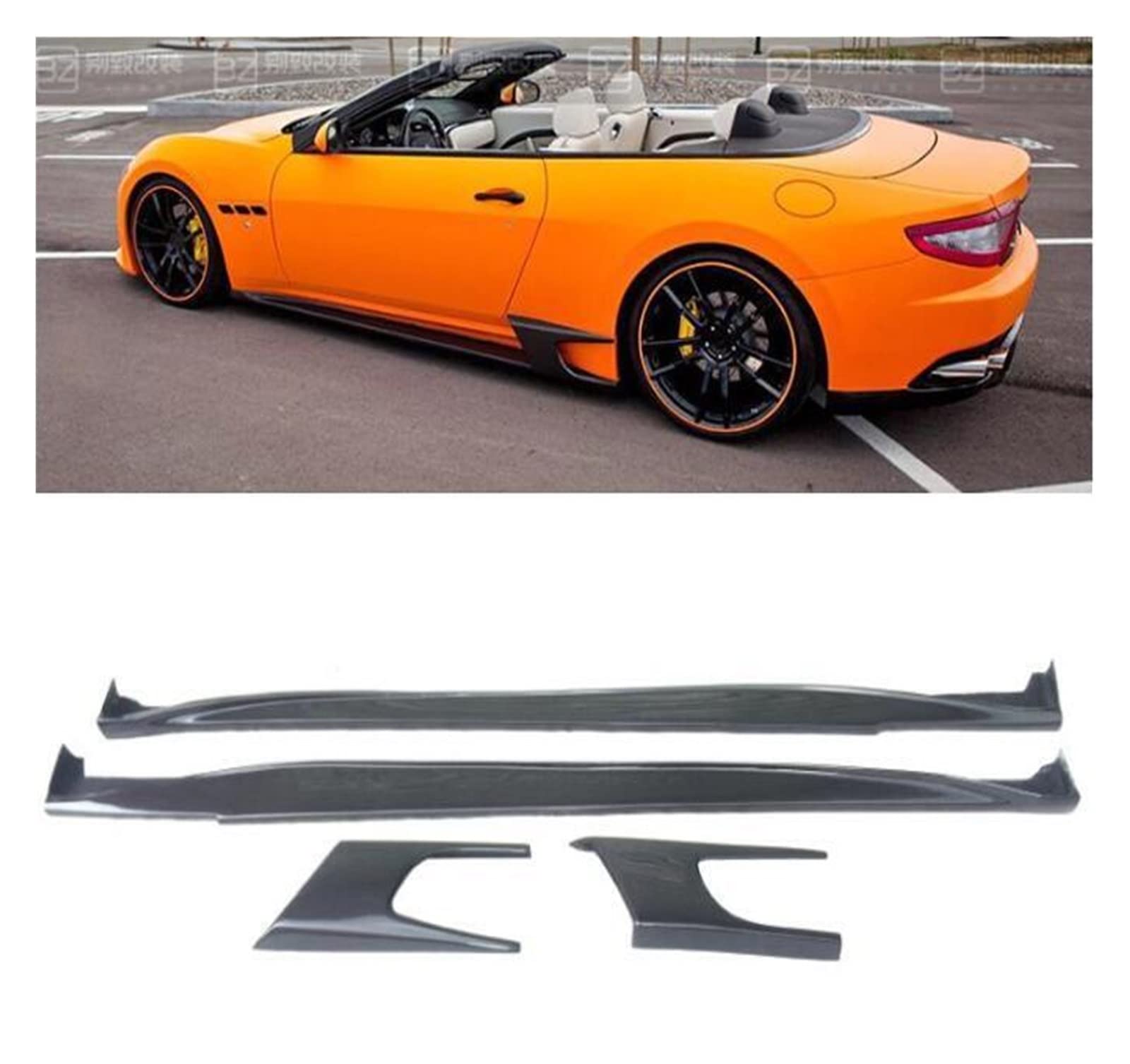 YBDFCBF Real Carbon Fiber Car Seitenschweller Bodykit Stoßstangenseitenschwellerabdeckung kompatibel for Maserati Gran Turismo GT 2007–2015 von YBDFCBF