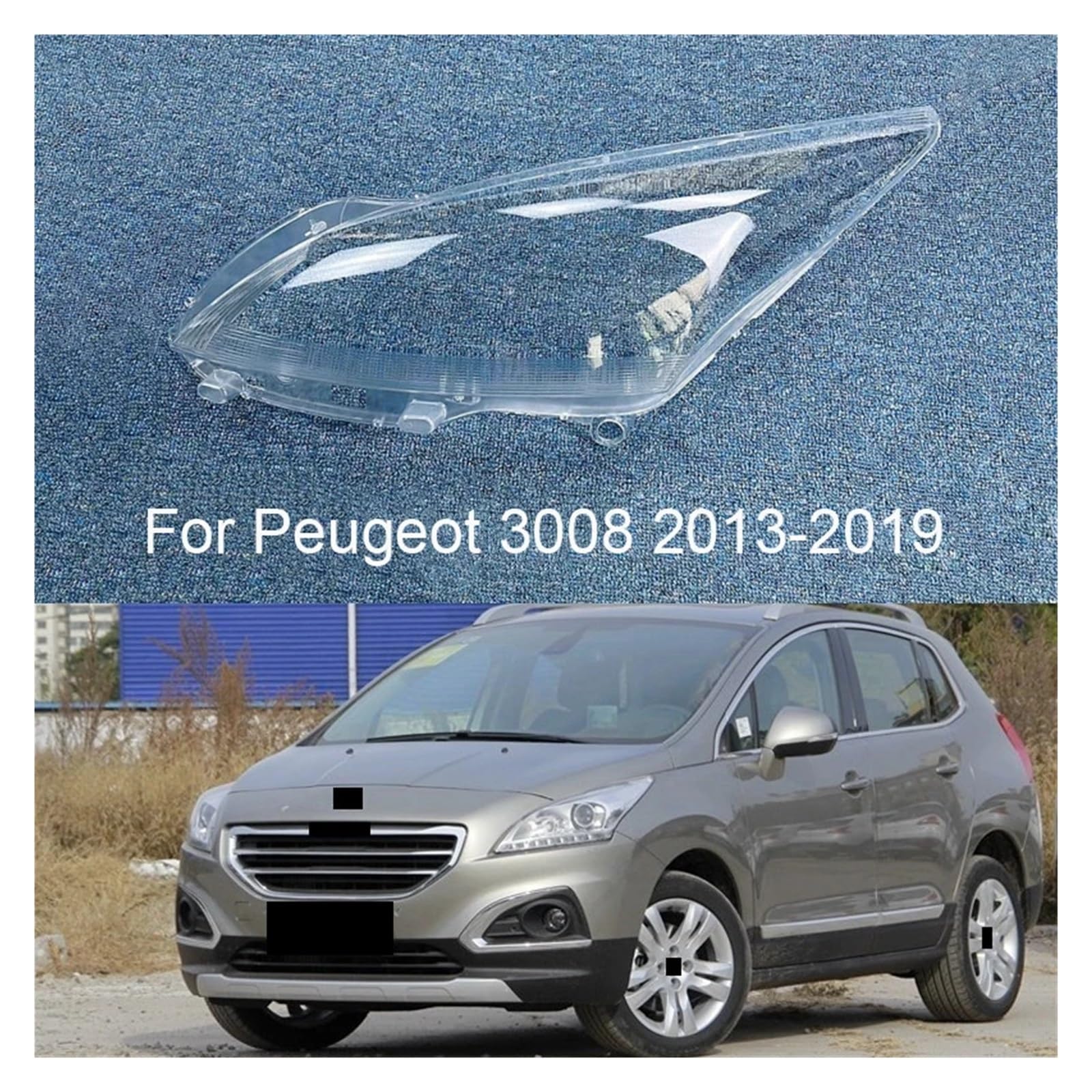 YBDFCBF Scheinwerferabdeckung Glas Lampenschale Scheinwerfer Glas Linsenkappen Transparenter Lampenschirm Fall Kopflichtmasken Kompatibel for Peugeot 3008 2013~2019(Left Right) von YBDFCBF