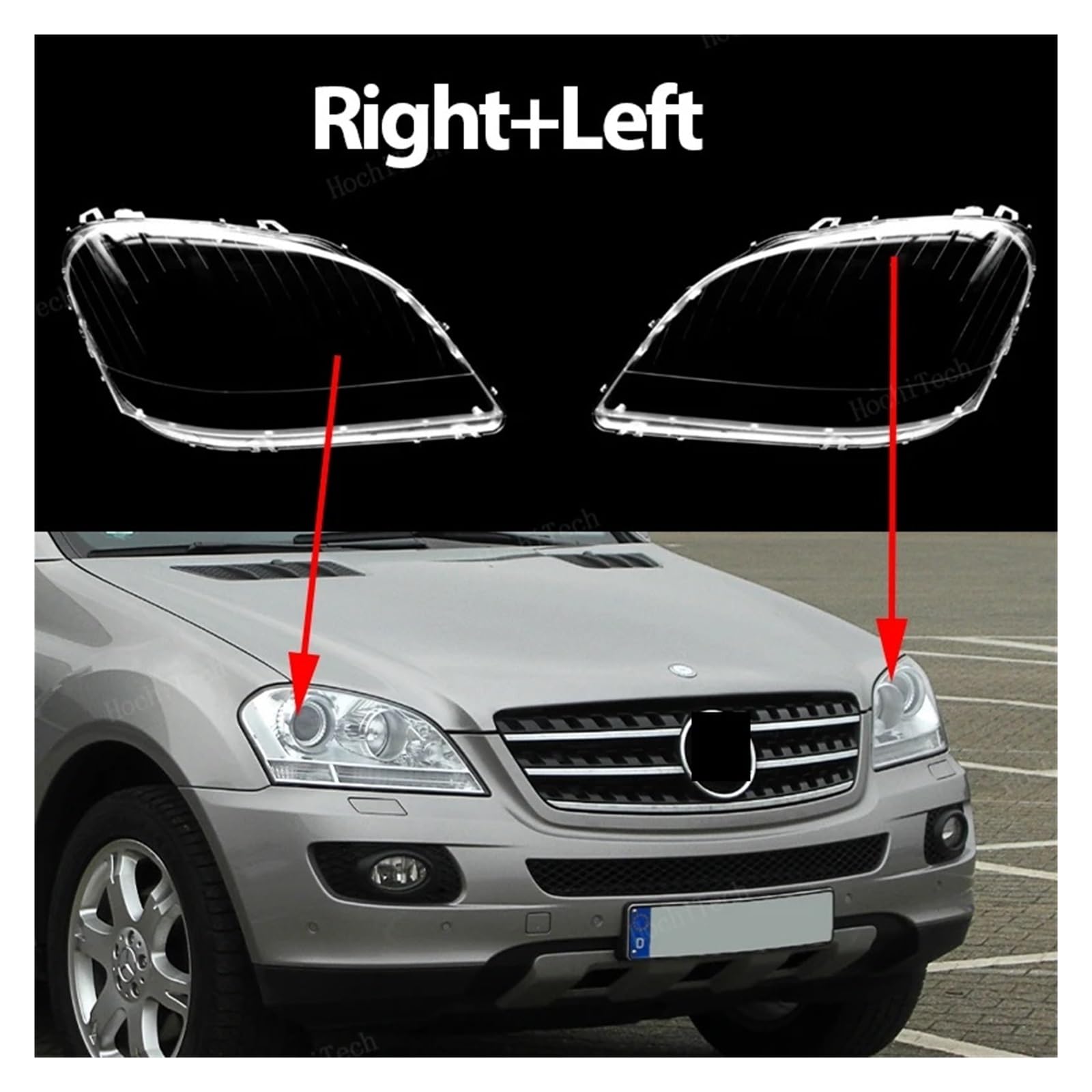 YBDFCBF Scheinwerfergehäuse-Schutzglasabdeckung, Scheinwerfer, transparente Schalenlinse, kompatibel for Mercedes-Benz ML-Klasse W164 vor dem Facelift 2005–2008(Right and Left) von YBDFCBF