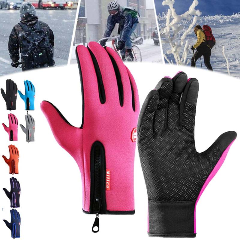 Frostfit - Thermo Handschuhe, Thermo Handschuhe Herren Frostfit, Frostfit Thermo Handschuhe Damen, Frostfit Handschuhe Mit Wasserabweisender Beschichtung Und Touchscreen-Funktion (Rosa,M) von YBOEG