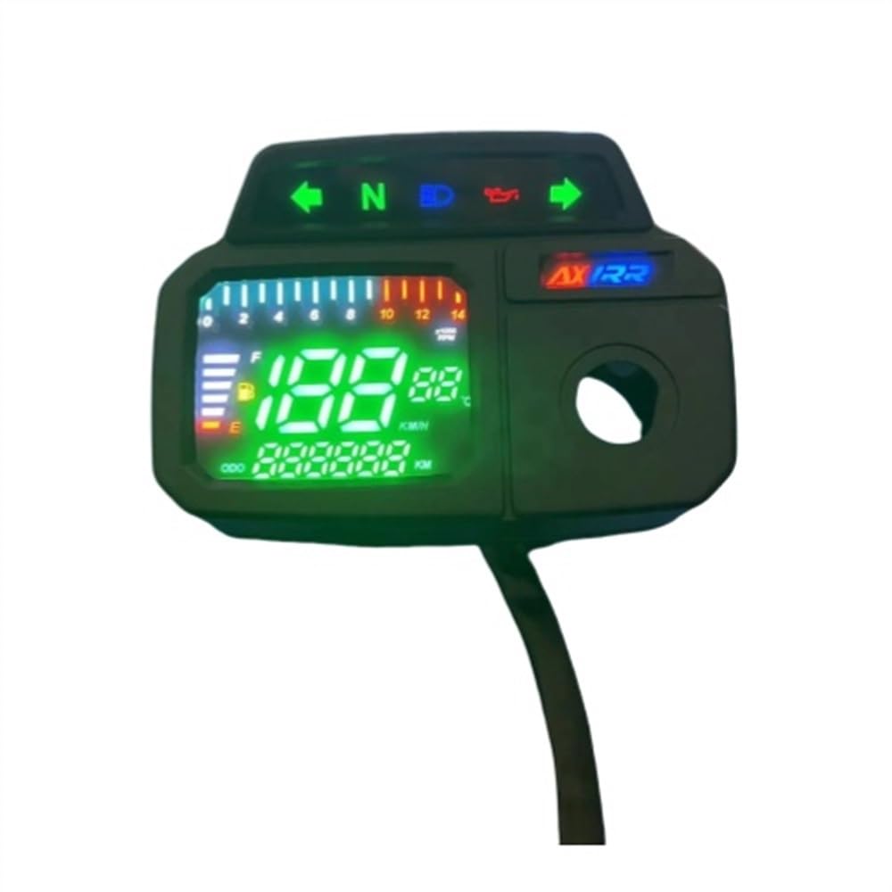YBRAVO Motorrad-Kilometerzähler Motorrad Digitaler Tachometer Computer-geschwindigkeitsmesser-grüne Tachometer Digital Meter Gauge Für Suzuki AX100 Max100 von YBRAVO