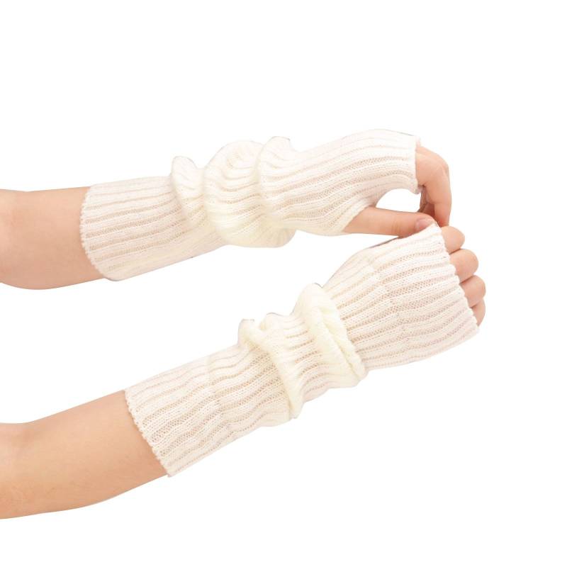 YCBMINGCAN Armstulpen, Handschuhe, Winter, lange fingerlose Handschuhe für Damen, Handschuhe, Fäustlinge für Damen und Herren Schuhwaschanlage (White, One Size) von YCBMINGCAN