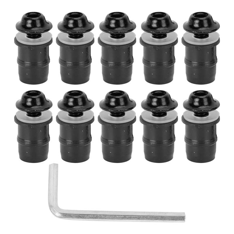 YCRGYYBD 10PCS Motorrad M5x16mm/0,6 in Windschutzscheibe Windschutzscheibe Schrauben muttern Kit Universal mit Schlüssel Motorrad Kennzeichen muttern (B (Negro)) von YCRGYYBD