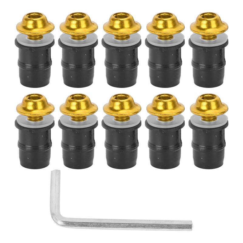 YCRGYYBD 10PCS Motorrad M5x16mm/0,6 in Windschutzscheibe Windschutzscheibe Schrauben muttern Kit Universal mit Schlüssel Motorrad Kennzeichen muttern (C(ORO)) von YCRGYYBD