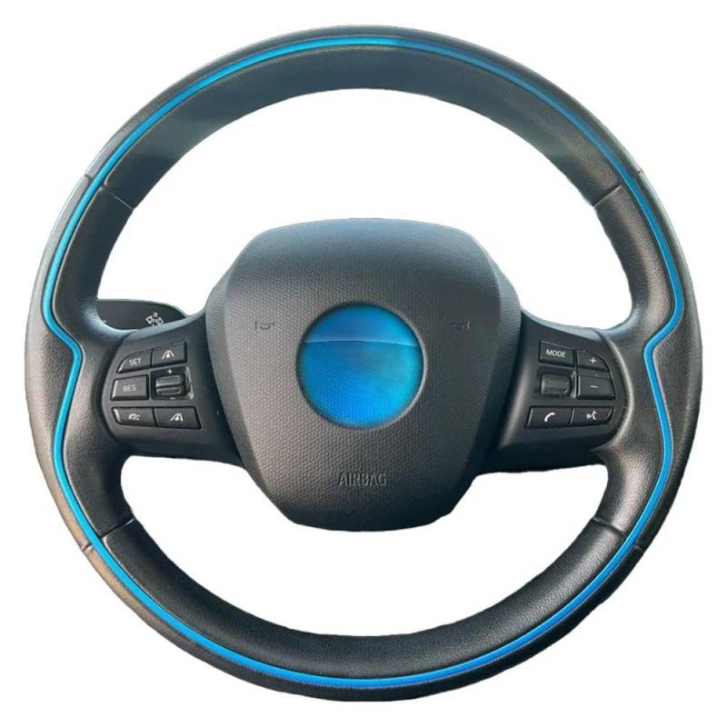 YCSYHQM DIY原装汽车方向盘套皮革编织方向盘 Passt für BMW i3 2013-2022-Blue Thread von YCSYHQM