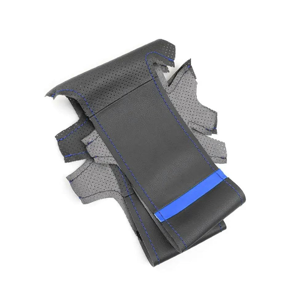 Für F-iat 500 500C (GQ/S) 2013–2015 für Abarth 500 500C 595 595C 2009–2016 Handgeflochtenes Auto-Lenkrad perforierter Lederbezug - A-blauer Streifen von YCYHMHH