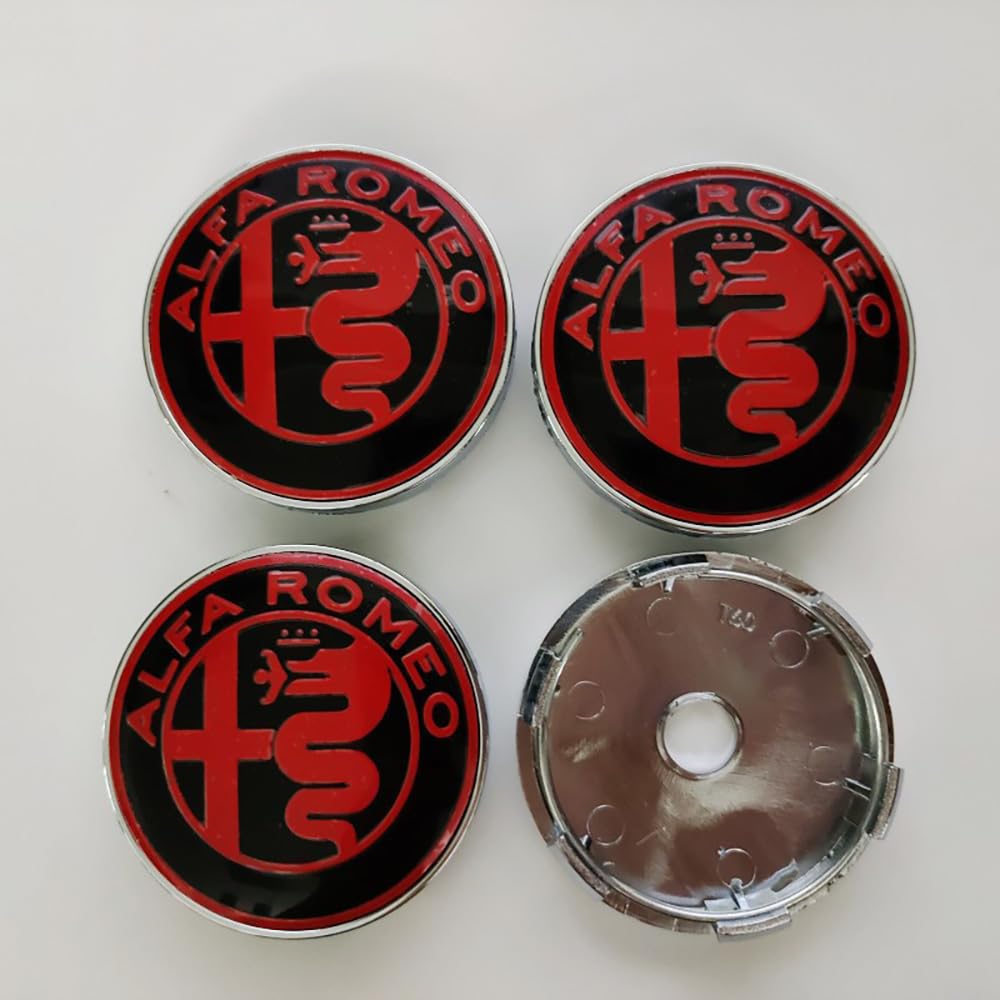 4 Stück Nabendeckel für Alfa Romeo Giulia Stelvio Car Rad Center Hub Cap Auto Styling Felgen Abdeckung Badge Emblem Aufkleber Radnabenkappen,Red Style von YDDNRBU