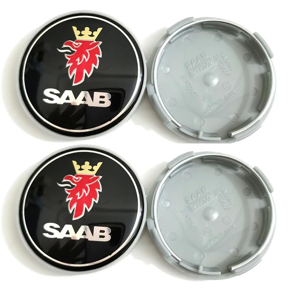 4 Stück Nabendeckel für SAAB Car Rad Center Hub Cap Auto Styling Felgen Abdeckung Badge Emblem Aufkleber Radnabenkappen,Black Style von YDDNRBU